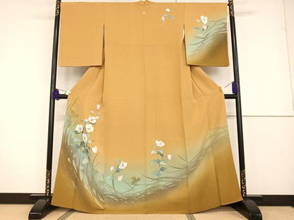 平和屋着物●訪問着 手描き ハイビスカス 暈し染め 正絹 逸品 AAAT3139np