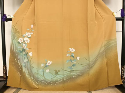 平和屋着物●訪問着 手描き ハイビスカス 暈し染め 正絹 逸品 AAAT3139np