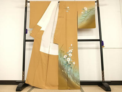 平和屋着物●訪問着 手描き ハイビスカス 暈し染め 正絹 逸品 AAAT3139np