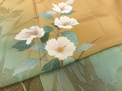 平和屋着物●訪問着 手描き ハイビスカス 暈し染め 正絹 逸品 AAAT3139np