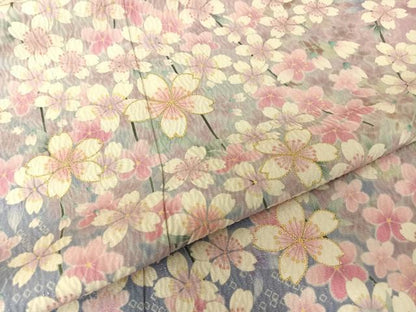 平和屋着物●訪問着 駒刺繍 枝桜 金糸 銀通し地 ロング丈 正絹 逸品 AAAT3144np