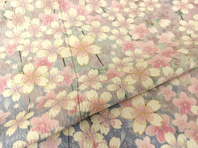 平和屋着物●訪問着 駒刺繍 枝桜 金糸 銀通し地 ロング丈 正絹 逸品 AAAT3144np