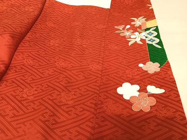 平和屋着物●豪華振袖 友禅 幔幕御所車草花文 黒地 金糸 金彩 正絹 逸品 AAAT3148np