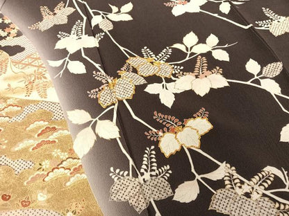 平和屋着物●銀座きしや 訪問着 駒刺繍 桐 暈し染め 金彩 たとう紙付き 正絹 逸品 AAAT3153np