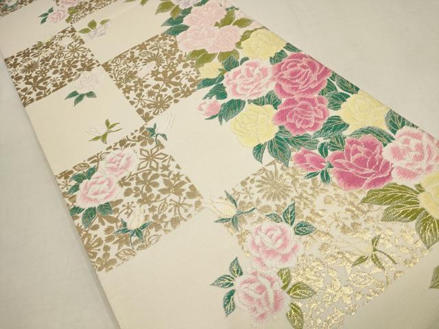 平和屋着物●振袖用　六通柄袋帯　唐織　バラ　金糸　逸品　AAAT3723wj