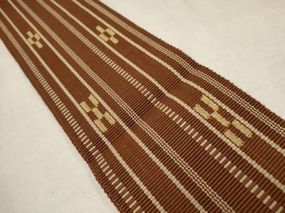 平和屋着物●沖縄県伝統工芸品　八重山ミンサー　手織り　男性　角帯　正絹　逸品　AAAT3725wj