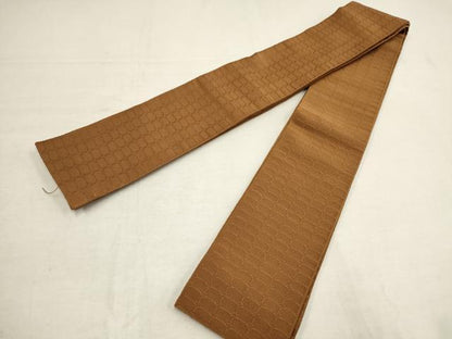 平和屋着物●男性 爪掻き本綴れ 角帯 柿茶色地 正絹 逸品 AAAT3772wj