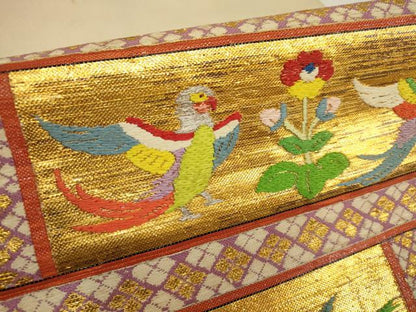 平和屋着物●龍村平蔵製　六通柄　本袋帯　木画インコ　金銀糸　正絹　逸品　AAAT3783wj