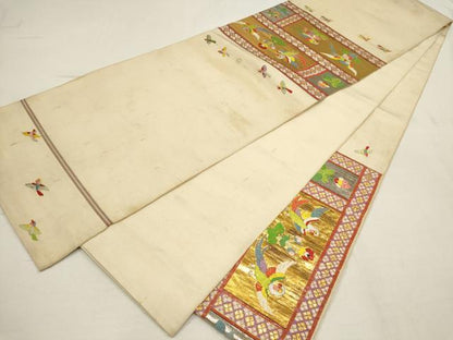 平和屋着物●龍村平蔵製　六通柄　本袋帯　木画インコ　金銀糸　正絹　逸品　AAAT3783wj