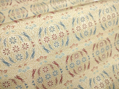 平和屋着物●九寸開き名古屋帯 花唐草丸文 金糸 正絹 逸品 AAAT3792wj