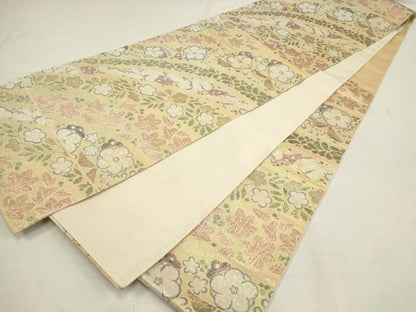 平和屋着物●「美しいキモノ」お馴染みのメーカー となみ織物 きりこ織 六通柄袋帯 辻が花 金糸 正絹 逸品 AAAT3814wj