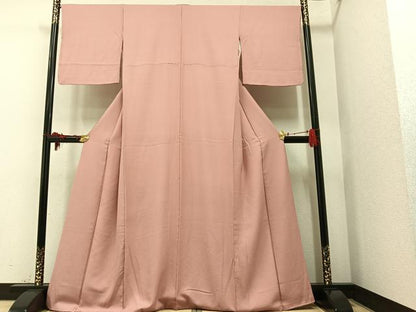 平和屋着物●上質な色無地 珊瑚色 正絹 逸品 AAAT5035ph