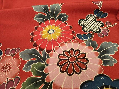 平和屋着物●極上　手ざし京紅型染・宮崎紅型　宮崎良次　振袖・長襦袢(無双)セット　花鳥文　暈し染め　ロング丈　正絹　逸品　AAAT5081ck