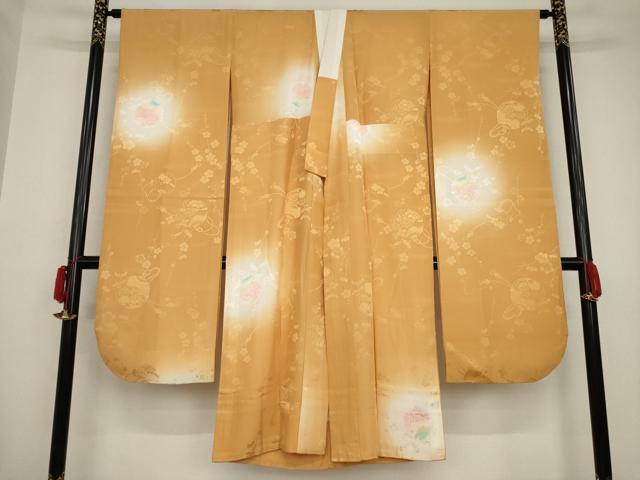 平和屋着物●極上　手ざし京紅型染・宮崎紅型　宮崎良次　振袖・長襦袢(無双)セット　花鳥文　暈し染め　ロング丈　正絹　逸品　AAAT5081ck