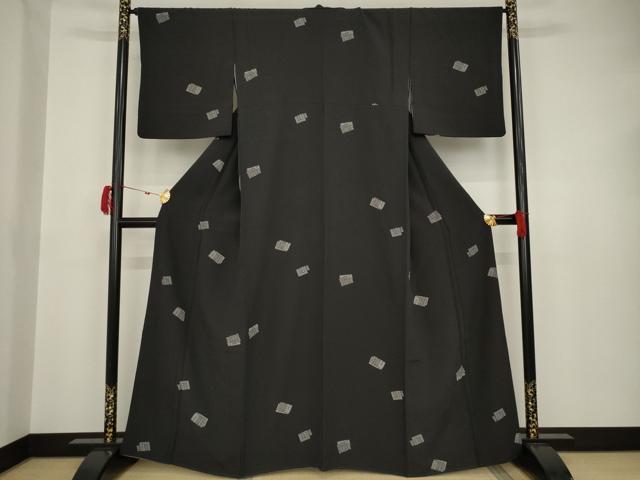 平和屋着物●上質な小紋　源氏香　黒地　正絹　逸品　AAAT5087ck