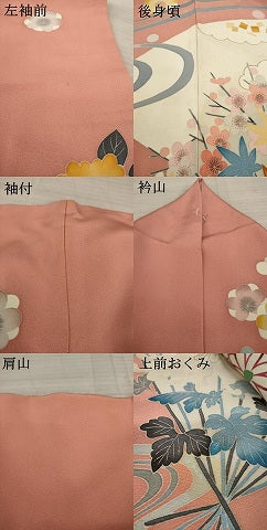 平和屋着物●本加賀友禅作家　中井節子　振袖　流水扇面花文　正絹　逸品　AAAT5097ck