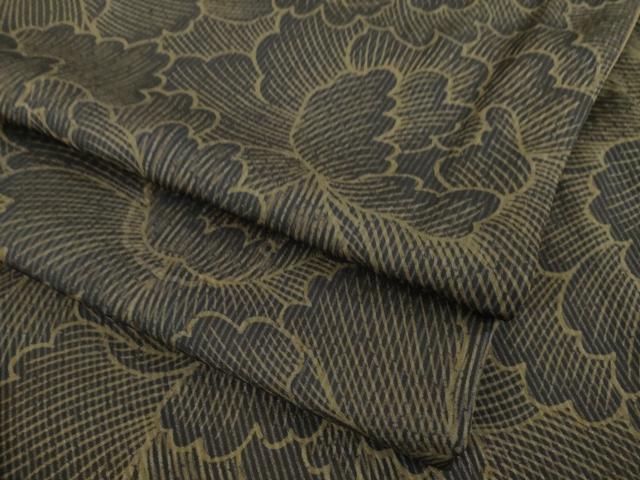 平和屋着物●上質な小紋 牡丹 黒地 正絹 逸品 AAAT5112ck