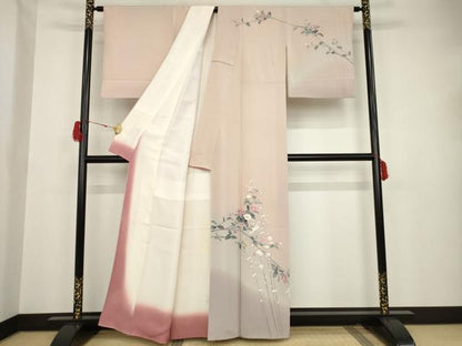 平和屋着物●十日町友禅作家　岡村蒼風　訪問着　枝花文　暈し染　正絹　逸品　AAAT5134ck