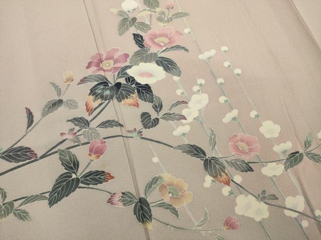 平和屋着物●十日町友禅作家　岡村蒼風　訪問着　枝花文　暈し染　正絹　逸品　AAAT5134ck