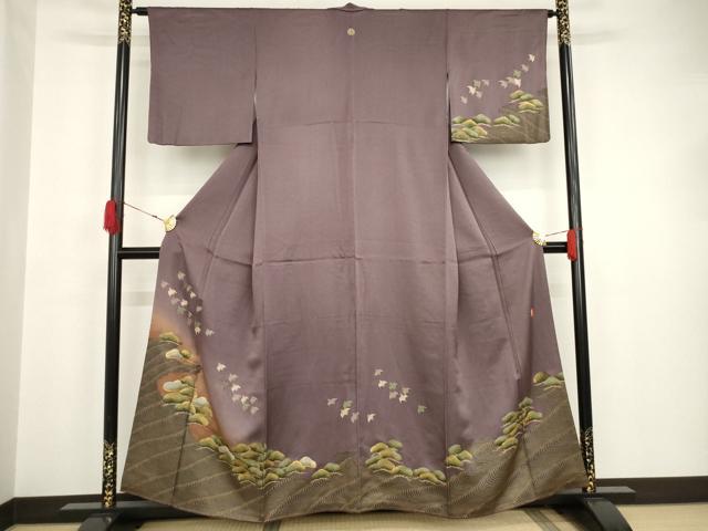 平和屋着物●ファッションデザイナー 花井幸子 訪問着 駒刺繍 立波松文 千鳥 暈し染 金彩 やまと誂製 正絹 逸品 AAAT5155ck