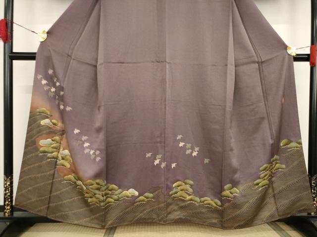 平和屋着物●ファッションデザイナー 花井幸子 訪問着 駒刺繍 立波松文 千鳥 暈し染 金彩 やまと誂製 正絹 逸品 AAAT5155ck