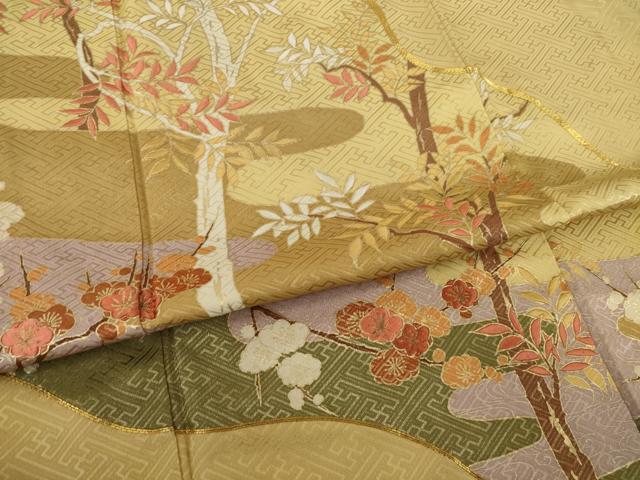 平和屋着物●豪華色留袖 駒刺繍 風景枝花文 金彩 正絹 逸品 AAAT5156ck