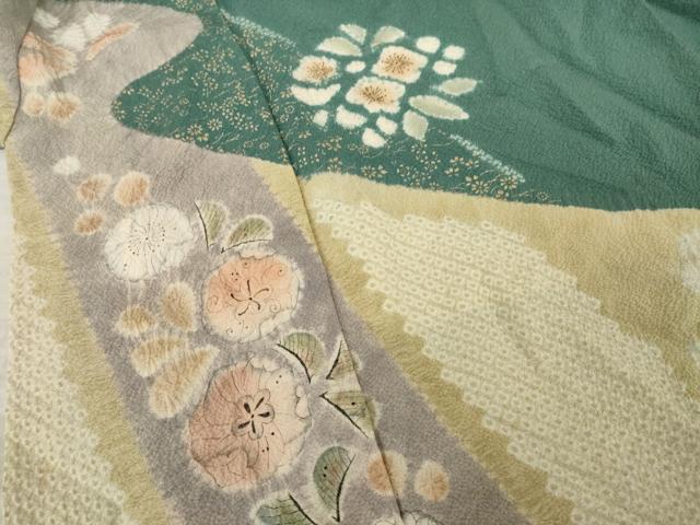 平和屋着物●十日町 名門 滝泰謹製 訪問着 辻が花 絞り 流水花文 金彩 正絹 逸品 AAAT5170ck