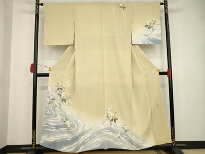 平和屋着物●訪問着 作家物 流水枝花文 正絹 逸品 AAAT5190ck