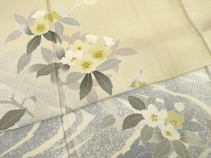 平和屋着物●訪問着 作家物 流水枝花文 正絹 逸品 AAAT5190ck