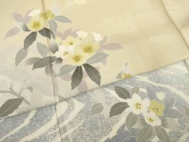平和屋着物●訪問着 作家物 流水枝花文 正絹 逸品 AAAT5190ck