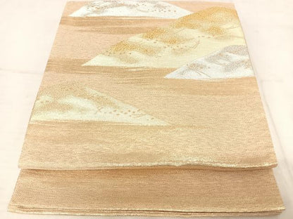 平和屋着物◎明綴れ 六通柄袋帯 遠山風景文 プラチナ箔 金銀糸 正絹 逸品 AAAT6047yx