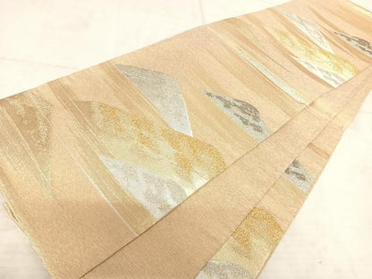 平和屋着物◎明綴れ 六通柄袋帯 遠山風景文 プラチナ箔 金銀糸 正絹 逸品 AAAT6047yx