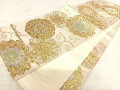 平和屋着物◎六通柄袋帯 正倉院花文 金銀糸 正絹 逸品 AAAT6049yx
