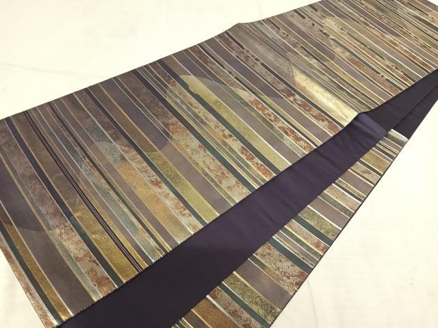 平和屋着物◎六通柄袋帯 横段文 金銀糸 正絹 逸品 AAAT6054yx