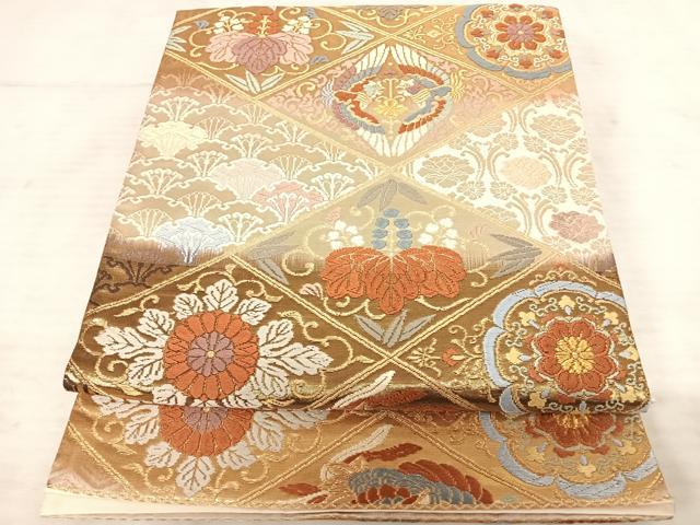 平和屋着物◎六通柄袋帯 唐織 天井花文 金糸 正絹 逸品 AAAT6058yx