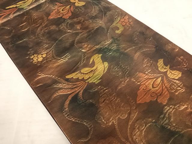 平和屋着物◎六通柄袋帯 更紗花鳥文 金糸 引箔 正絹 逸品 AAAT6074yx