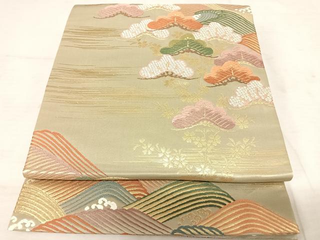 平和屋着物◎六通柄袋帯 唐織 流水松文 金糸 正絹 逸品 AAAT6080yx