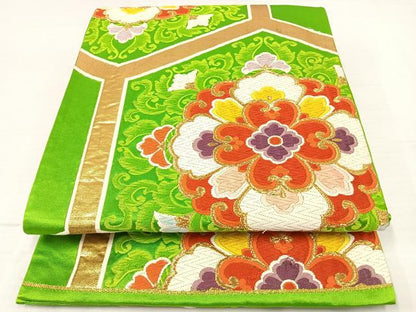 平和屋着物◎六通柄袋帯 唐織 正倉院花文 金糸 正絹 逸品 AAAT6158yx