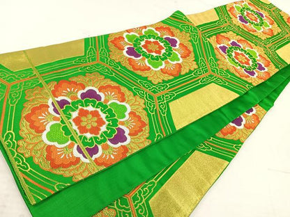 平和屋着物◎六通柄袋帯 唐織 京秀苑 正倉院花文 金糸 正絹 逸品 AAAT6168yx