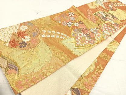 平和屋着物◎六通柄袋帯 唐織 校倉 吉祥花文 金糸 正絹 逸品 AAAT6170yx