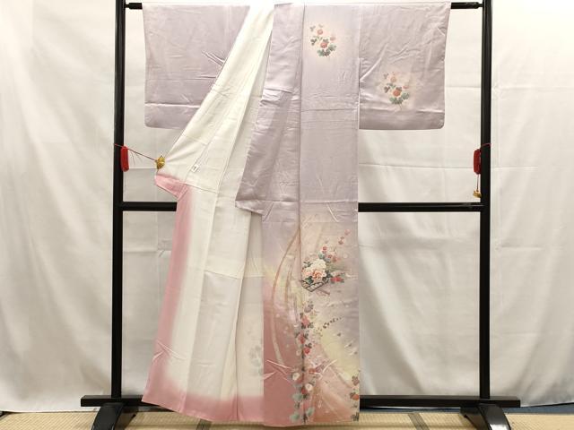 平和屋着物□訪問着 草花文 暈し染め 金銀彩 正絹 逸品 AAAT6211dt