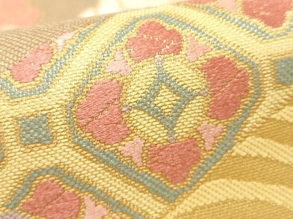 平和屋本店●六通柄袋帯　唐織　亀甲華絢爛　正絹　逸品　AAAT6553ay