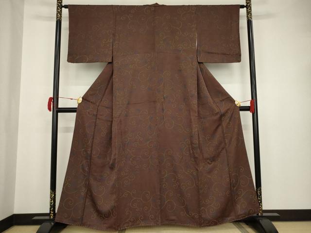 平和屋着物●上質な小紋　唐草文　地紋起こし　正絹　逸品　AAAT6602ck
