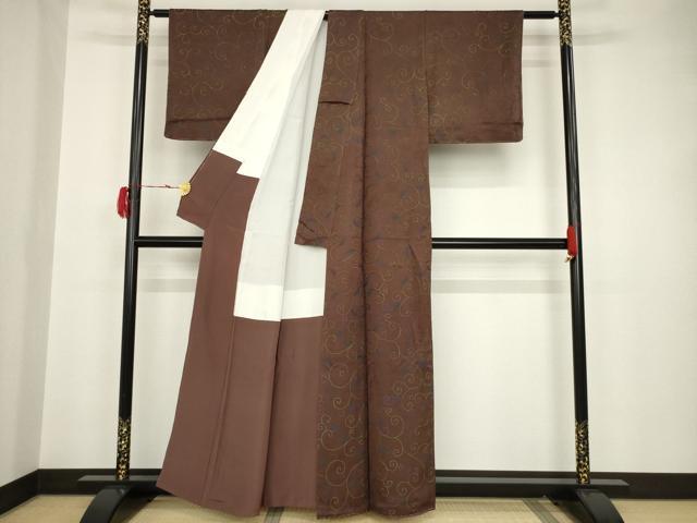 平和屋着物●上質な小紋　唐草文　地紋起こし　正絹　逸品　AAAT6602ck