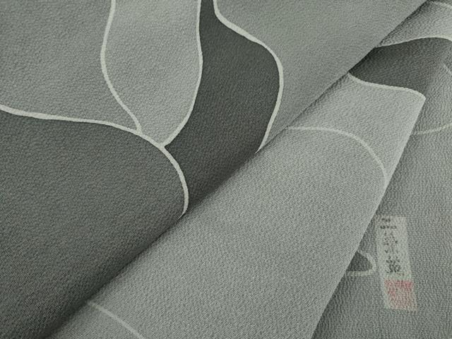 平和屋着物●訪問着 作家物 遠山文 鬼しぼ縮緬 正絹 逸品 AAAT6605ck