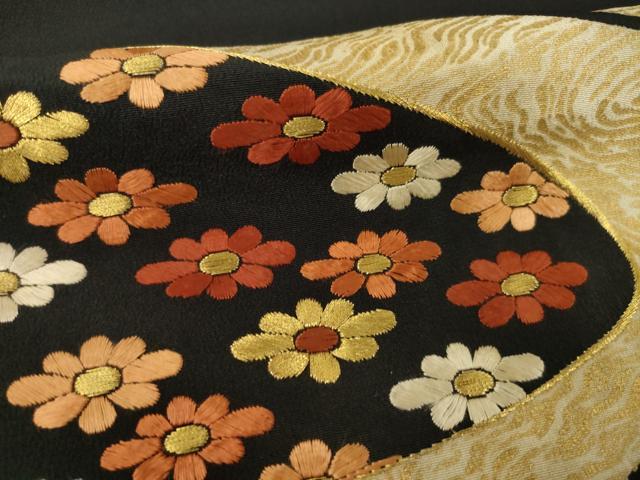 平和屋着物●豪華黒留袖 総刺繍 流水樹林文 金糸 正絹 逸品 AAAT6612ck