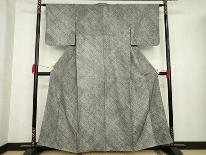 平和屋着物●大変加工の良い総絞り小紋 黒地 正絹 逸品 AAAT6695ck