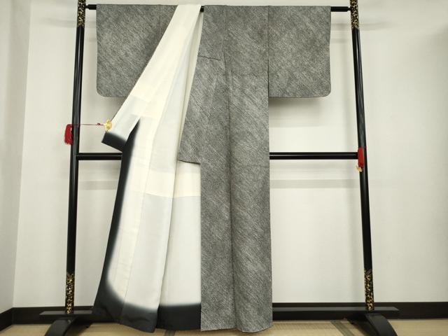平和屋着物●大変加工の良い総絞り小紋 黒地 正絹 逸品 AAAT6695ck