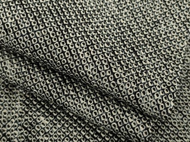 平和屋着物●大変加工の良い総絞り小紋 黒地 正絹 逸品 AAAT6695ck