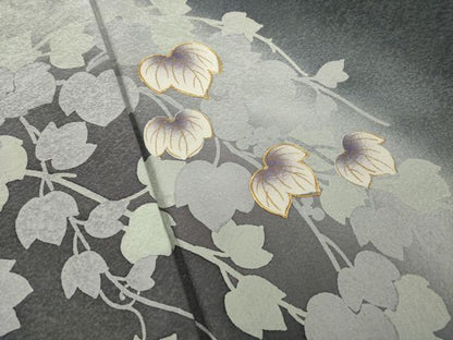 平和屋着物●訪問着　駒刺繍　葡萄蔦草文　暈し染　金彩　正絹　逸品　AAAT6715ck